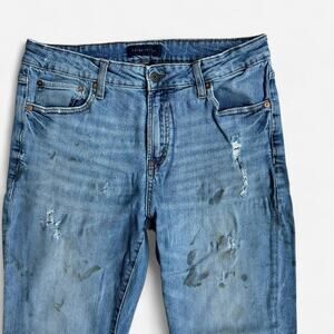 Extremely distressed aeropostale straight leg denim